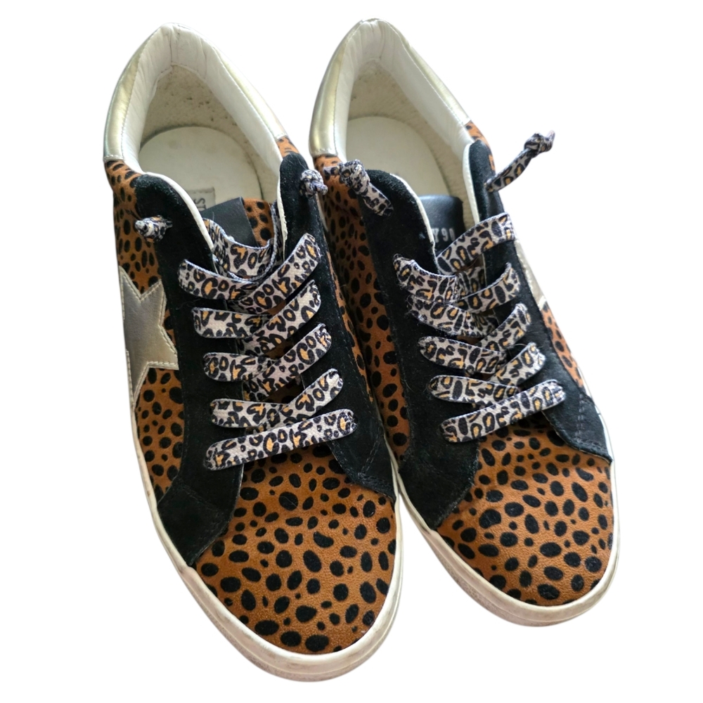 Steve Madden Philosophy Low Top Star Sneakers Leopard Print